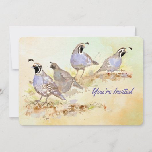 Nature California Quail Bird Birthday Party Einladung (Vorderseite)