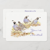 Nature California Quail Bird Birthday Party Einladung (Vorne/Hinten)