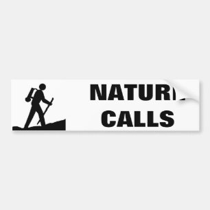 Nature Calls Stick Figure Cartoon Autoaufkleber