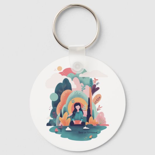 Nature Calm Aesthetic Art Keychain Schlüsselanhänger (Vorderseite)