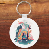 Nature Calm Aesthetic Art Keychain Schlüsselanhänger (Rückseite)