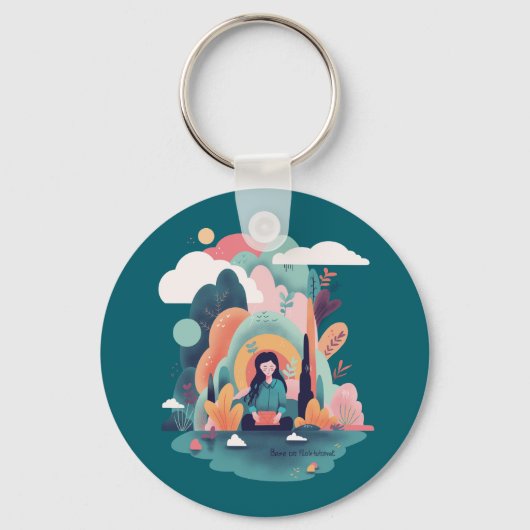 Nature Calm Aesthetic Art Keychain Schlüsselanhänger (Vorderseite)