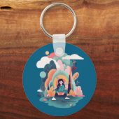 Nature Calm Aesthetic Art Keychain Schlüsselanhänger (Rückseite)