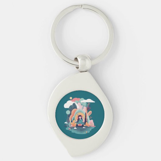 Nature Calm Aesthetic Art Keychain Schlüsselanhänger (Vorderseite)