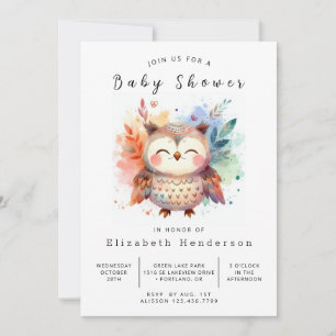 Nature Custom Owl Baby Shower Einladung