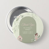 Nature Cute Flower Fairy 1st Birthday Button (Vorne & Hinten)