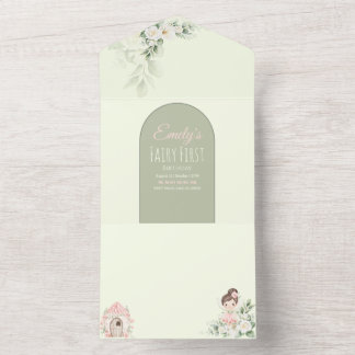 Nature Cute Flower Fairy 1st Birthday Invitation All In One Einladung