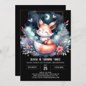 Nature Dreamy Fox Geburtstag digital Einladung (Vorne/Hinten)