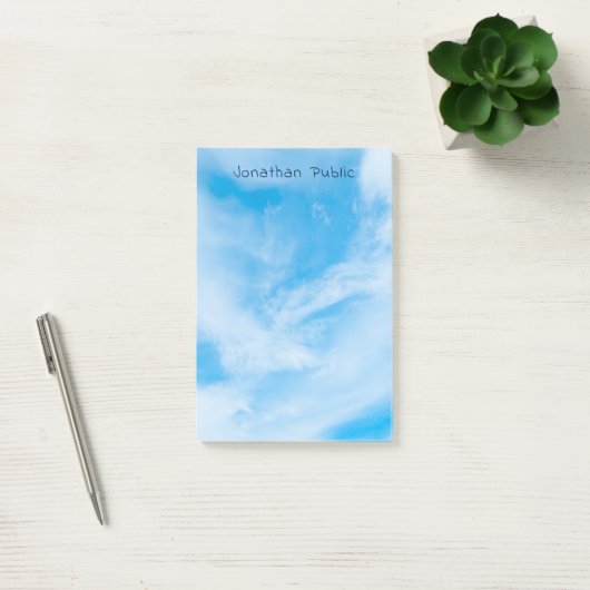 Nature Elegant Template White Clouds Blue Sky Post-it Klebezettel (Büro)