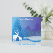 Nature Elk Deer Blue Weihnachtskarte Karte (Stehend Vorderseite)