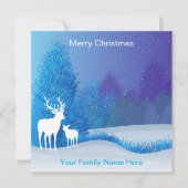 Nature Elk Deer Blue Weihnachtskarte Karte (Vorderseite)
