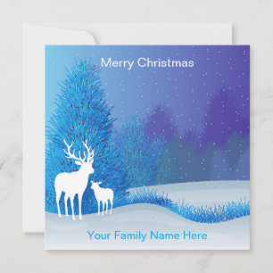 Nature Elk Deer Blue Weihnachtskarte Karte