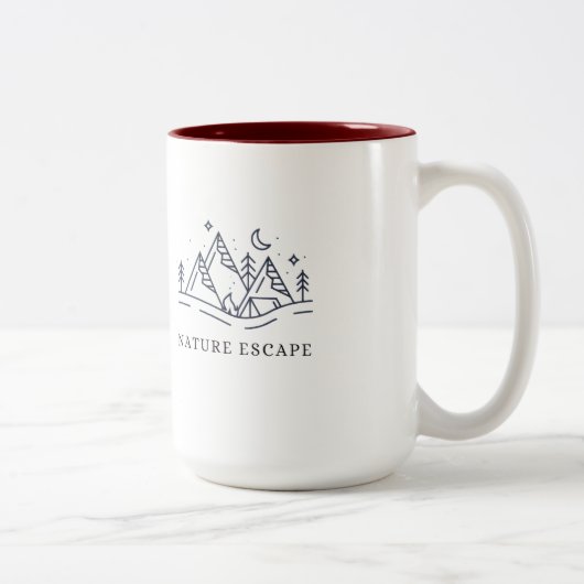 Nature Escape Camping Illustration Zweifarbige Tasse (Rechts)