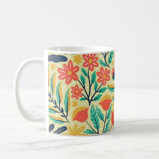 Nature Foliage: Blumenmuster nahtlos Muster. Kaffeetasse (Links)