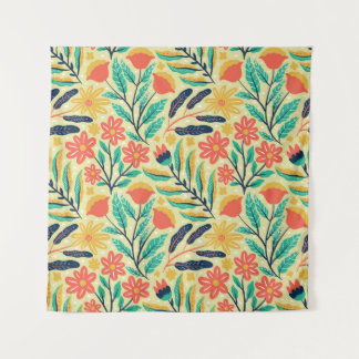 Nature Foliage: Blumenmuster nahtlos Muster. Wandteppich