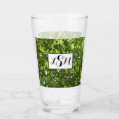 Nature Foto Helle Grüne Blätter Baummonogramm Glas (Vorderseite)