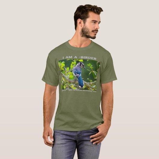 Nature Fotografy Shy Blue Jay Vogelbeobachter T - T-Shirt (Vorne ganz)