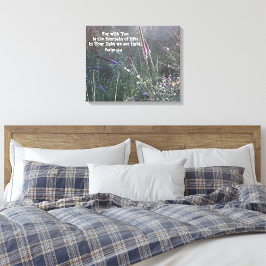 Nature Fotografy w/Scripture Verse (Psalm 36:9) Leinwanddruck (Insitu (Schlafzimmer))