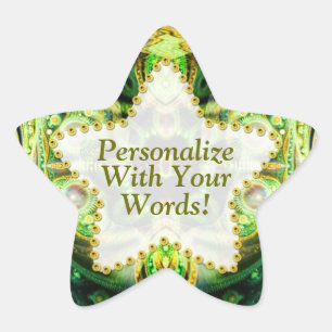 Nature Fraktals Green Star Aufkleber