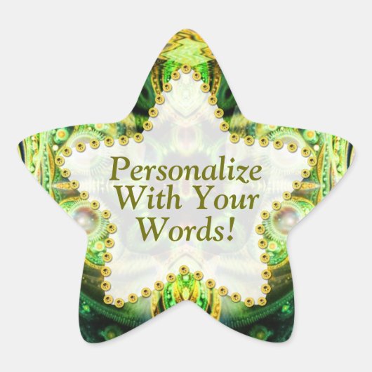 Nature Fraktals Green Star Aufkleber (Vorderseite)