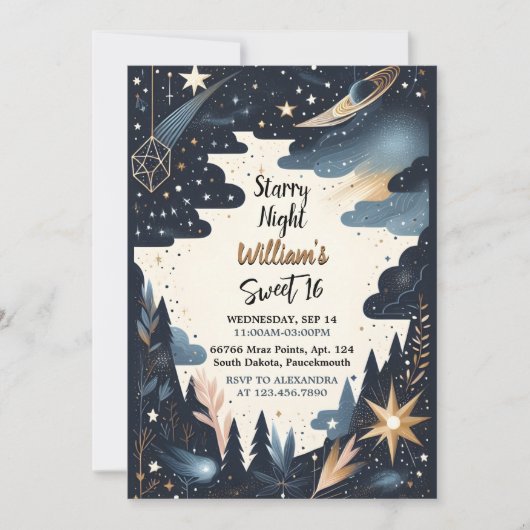 Nature Galaxy Erwachsene Niedlich Starry Night Swe Einladung (Vorderseite)