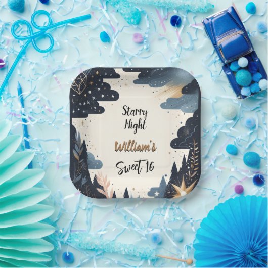 Nature Galaxy Erwachsene Niedlich Starry Night Swe Pappteller (Party)