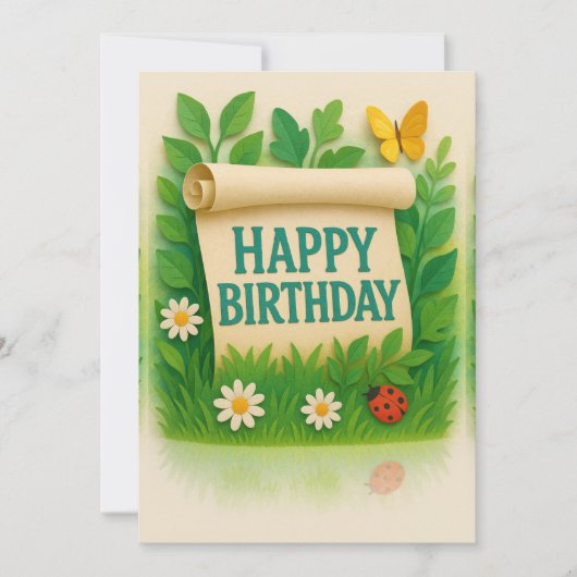 Nature Garden Happy Birthday Card (Vorderseite)