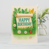 Nature Garden Happy Birthday Card (Stehend Vorderseite)