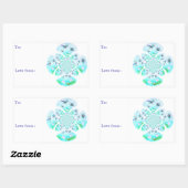 Nature Gemustert Dragonfly Wasserlilie Teich Custo Rechteckiger Aufkleber (Blatt)