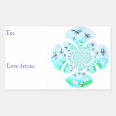 Nature Gemustert Dragonfly Wasserlilie Teich Custo Rechteckiger Aufkleber (Vorderseite)