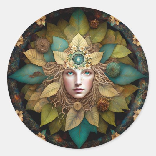 Nature Goddess Mandala Runder Aufkleber (Vorderseite)