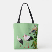 Nature Green Verlasse Storks Water Birds Monogramm Tasche (Rückseite)