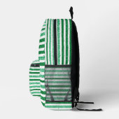 Nature Green White Horizontal Glitter Stripes Bedruckter Rucksack (Rechts)