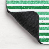 Nature Green White Horizontal Glitter Stripes Mousepad (Ecke)