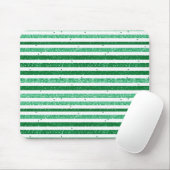 Nature Green White Horizontal Glitter Stripes Mousepad (Mit Mouse)