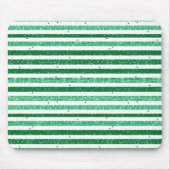 Nature Green White Horizontal Glitter Stripes Mousepad (Vorne)