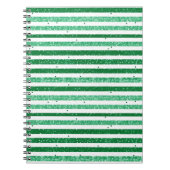 Nature Green White Horizontal Glitter Stripes Notizblock (Vorderseite)