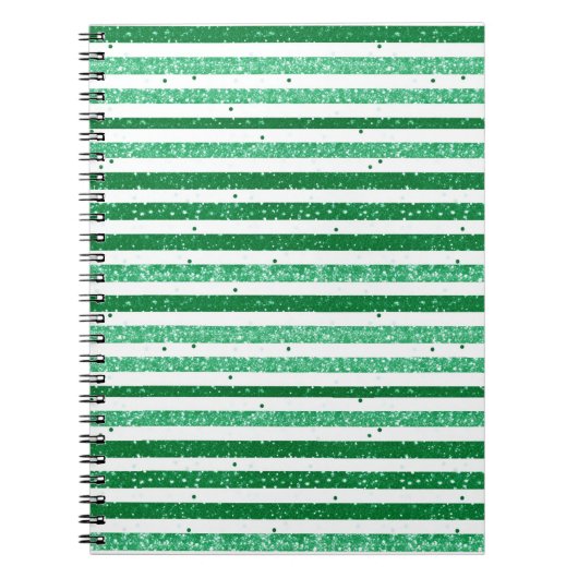 Nature Green White Horizontal Glitter Stripes Notizblock (Vorderseite)