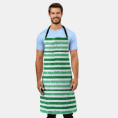 Nature Green White Horizontal Glitter Stripes Schürze (Getragen)