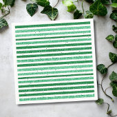 Nature Green White Horizontal Glitter Stripes Serviette