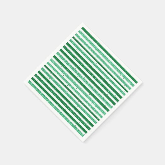 Nature Green White Horizontal Glitter Stripes Serviette (Ecke)