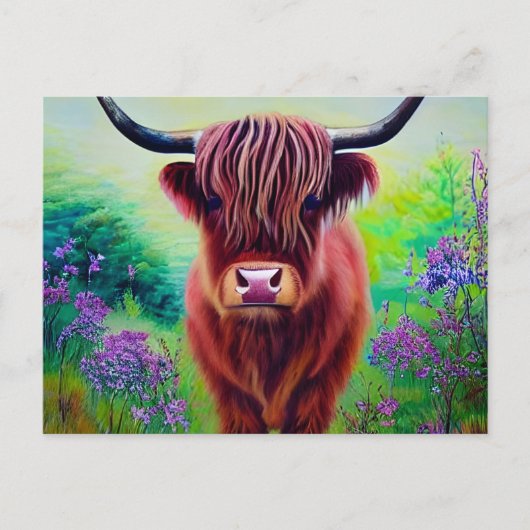 Nature Highland Cow Postkarte (Vorderseite)