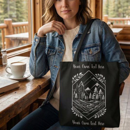 Nature Hiker River Badge Your Text Tasche