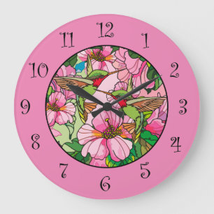 Nature Hummingbird Blumendesign Wanddekoration Uhr