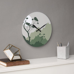 Nature Illustration Große Wanduhr