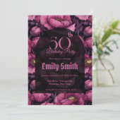 Nature Inspired Anemones Sparkle First Birthday  Einladung (Stehend Vorderseite)