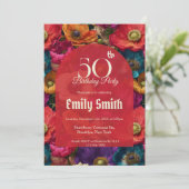 Nature Inspired Anemones Themed Surprise Birthday  Einladung (Stehend Vorderseite)