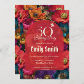 Nature Inspired Anemones Themed Surprise Birthday  Einladung (Vorne/Hinten)