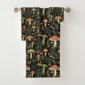Nature-Inspired Bath Towel Mushrooms & Moss Art Badhandtuch Set (Insitu)
