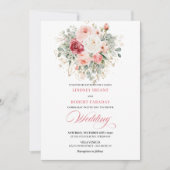 Nature-Inspired Blush Roses Boho Wedding Invite Einladung (Vorderseite)